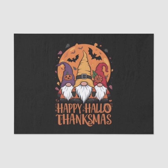 Halloween Christmas Happy HalloThanksMas Gnomes Tissue Paper (Front)