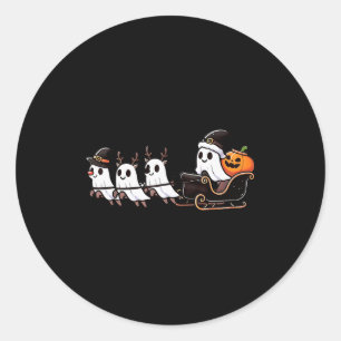 Halloween Christmas Santa's Reindeer Ghost Happy G Classic Round Sticker