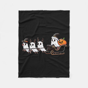 Halloween Christmas Santa's Reindeer Ghost Happy G Fleece Blanket