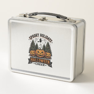 Halloween Christmas Shirt with Spooky Holiday Tree Metal Lunch Box