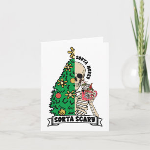 Halloween Christmas Skeleton Sorta Merry Scary Xma Card
