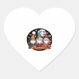 Halloween Christmas Thanksgiving Gnomes Classic T- Heart Sticker
