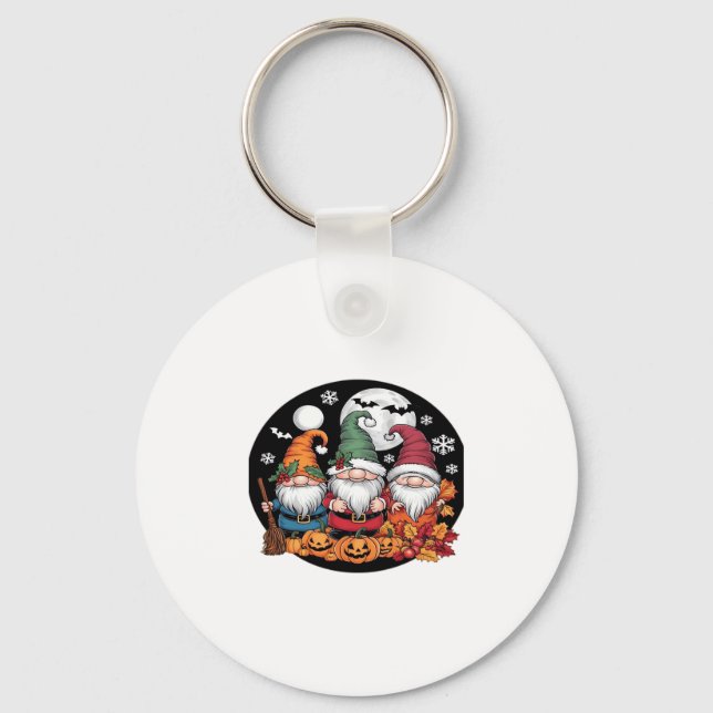 Halloween Christmas Thanksgiving Gnomes Classic T- Keychain (Front)