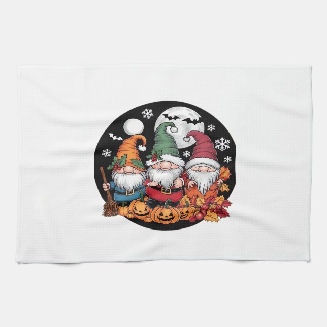 Halloween Christmas Thanksgiving Gnomes Classic T- Kitchen Towel (Horizontal)