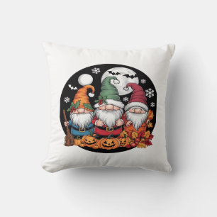 Halloween Christmas Thanksgiving Gnomes Classic T- Throw Pillow