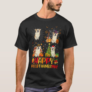 Halloween Christmas Welsh Corgi Dog Hallothanksma T-Shirt