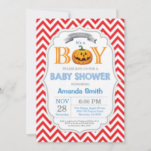 Halloween Citrouille Baby shower Invitation garçon