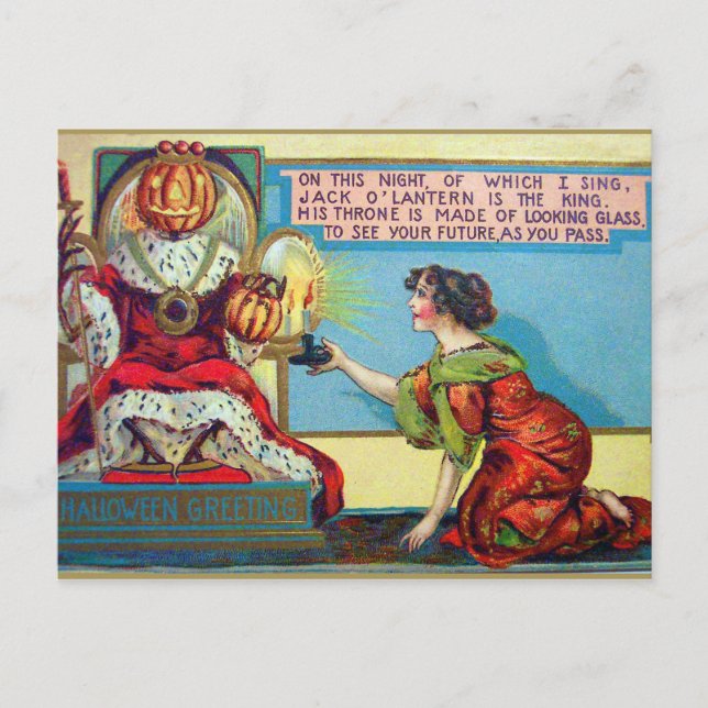 Halloween citrouille roi Vintage Carte postale (Devant)