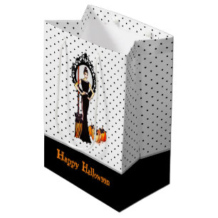 Halloween Classic Elegant Long Black Dress Medium Gift Bag