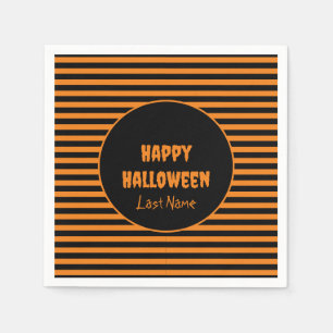 Halloween Classic Orange and Black Striped Napkin
