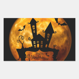 Halloween Classic Round Sticker/Haunted Scene Sticker