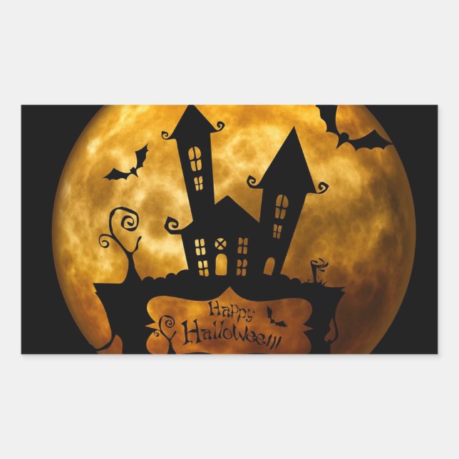 Halloween Classic Round Sticker/Haunted Scene Sticker (Front)