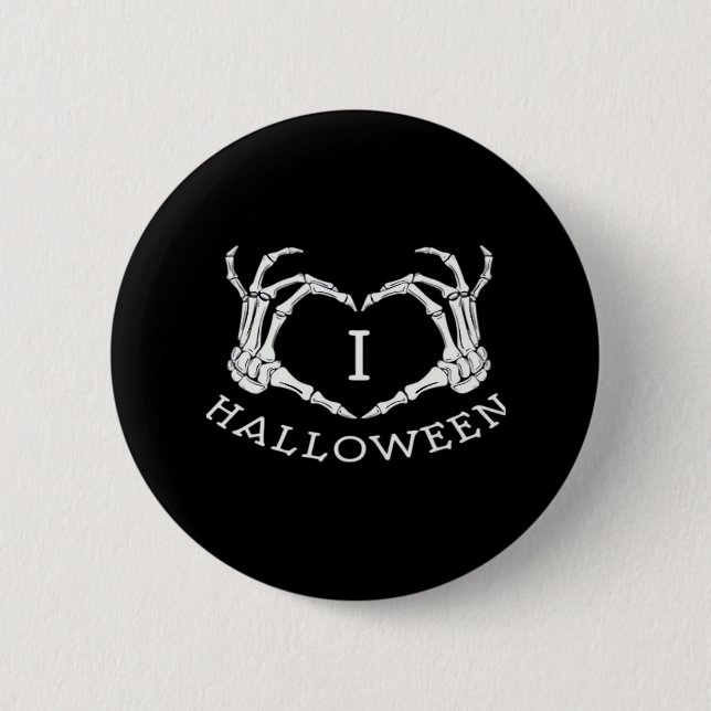 Halloween! Classic - Skeleton Hands Heart 2 Inch Round Button (Front)