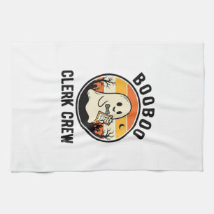 Halloween Clerk BooBoo Ghost Crew Vintage_1 Kitchen Towel