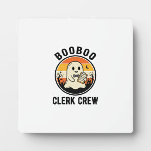 Halloween Clerk BooBoo Ghost Crew Vintage_1 Plaque