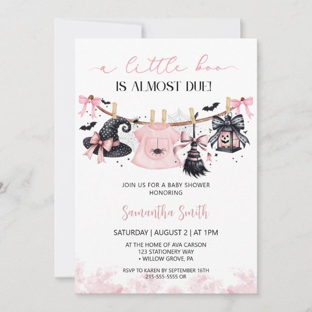 Halloween Clothes Line Girl Baby shower Invitation (Front)