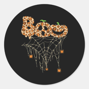 Halloween Clothes Spider Web Fall Pumpkin Cheetah Classic Round Sticker