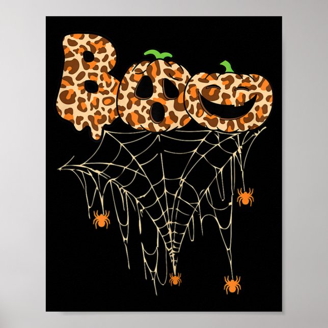 Halloween Clothes Spider Web Fall Pumpkin Cheetah  Poster (Front)