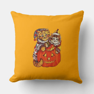 Halloween Clown Kittens Throw Pillow