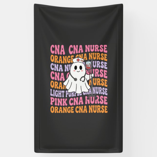 Halloween CNA Nurse Ghost Design Banner (Vertical)