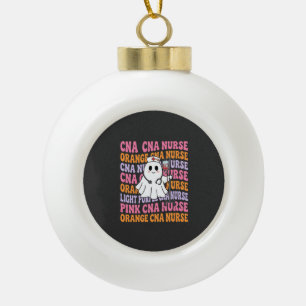 Halloween CNA Nurse Ghost Design Ceramic Ball Christmas Ornament