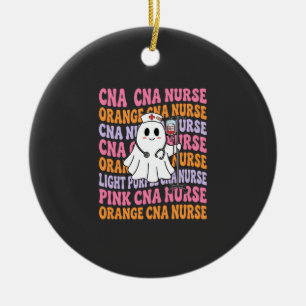 Halloween CNA Nurse Ghost Design Ceramic Ornament