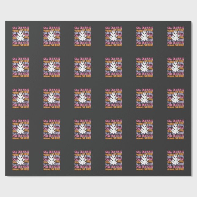 Halloween CNA Nurse Ghost Design Wrapping Paper (Flat)