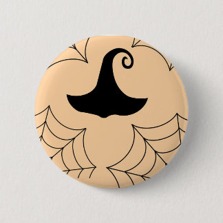 Halloween cobweb witches hat badge 2 inch round button