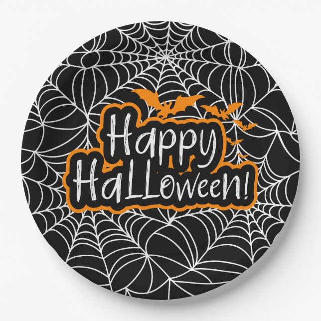 Halloween Cobwebs Paper Plate (Front)
