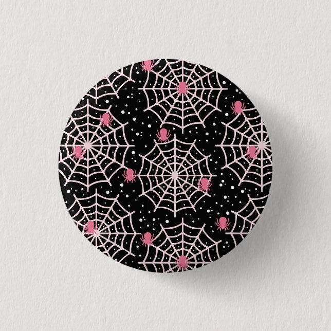 Halloween Cobwebs & Spiders Pattern 1 Inch Round Button (Front)