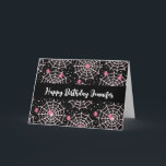 Halloween Cobwebs & Spiders Pattern Birthday Card<br><div class="desc">Birthday card with a cute seamless pattern with white cobwebs and pink spiders.</div>