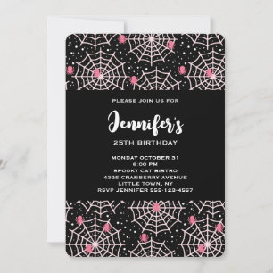 Halloween Cobwebs & Spiders Pattern Birthday Invitation