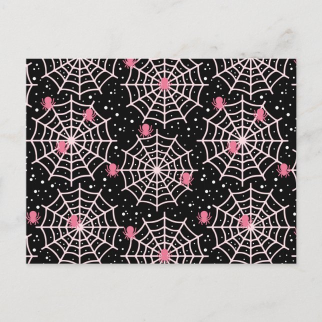 Halloween Cobwebs & Spiders Pattern Postcard (Front)