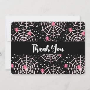 Halloween Cobwebs & Spiders Pattern Thank You Card