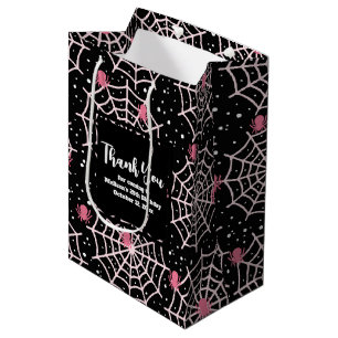 Halloween Cobwebs & Spiders Pattern Thank You Medium Gift Bag