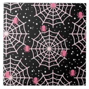 Halloween Cobwebs & Spiders Pattern Tile
