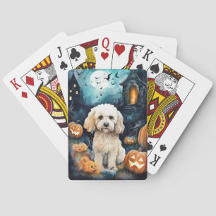 Halloween Cockapoo With Pumpkins Scary  Playing Cards
