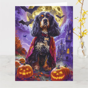 Halloween Cocker Spaniel Vampire Pumpkins Scary Card