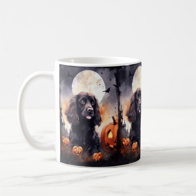 Halloween Cocker Spaniel With Pumpkins  Coffee Mug (Left)
