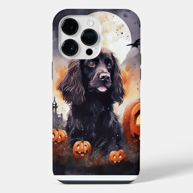 Halloween Cocker Spaniel With Pumpkins  iPhone Case (Back)