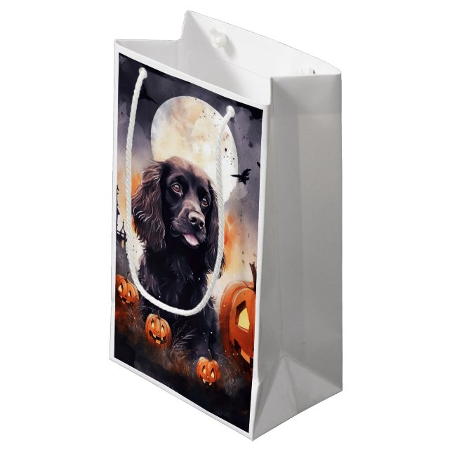 Halloween Cocker Spaniel With Pumpkins  Small Gift Bag (Front Angled)