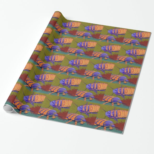 Halloween Cockroaches Wrapping Paper (Unrolled)