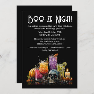Halloween Cocktail Party   Boo-ze Night Invitation