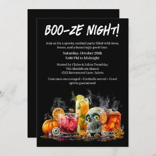 Halloween Cocktail Party   Boo-ze Night Invitation