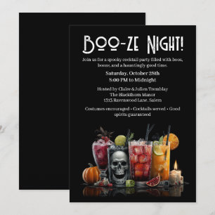 Halloween Cocktail Party   Boo-ze Night Invitation