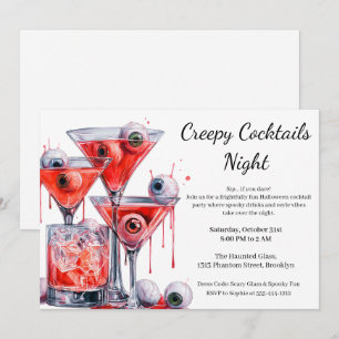 Halloween Cocktail Party   Creepy Eyeball Drink Invitation