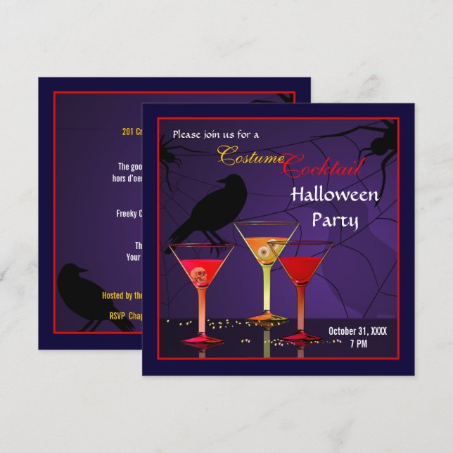 Halloween Cocktail Party Invitation (Front/Back)