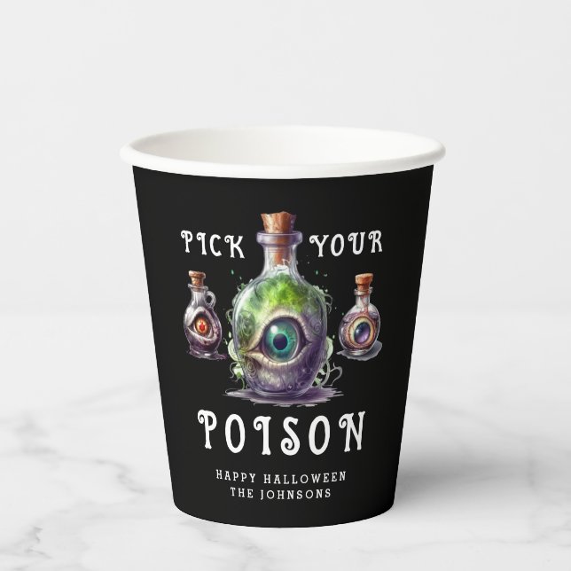 Halloween Cocktail Party Pick Your Poison  Paper Cups (Front)