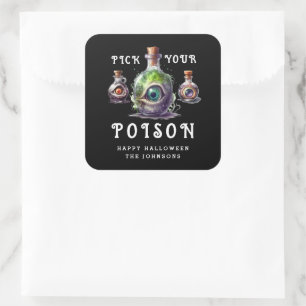 Halloween Cocktail Party Pick Your Poison Square Sticker