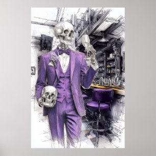 Halloween Cocktail Party   Skeleton Gentleman Poster